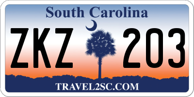 SC license plate ZKZ203