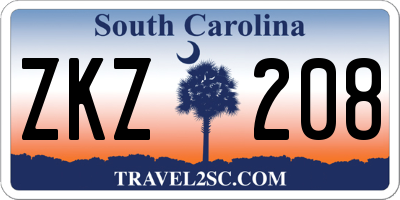 SC license plate ZKZ208