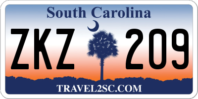 SC license plate ZKZ209