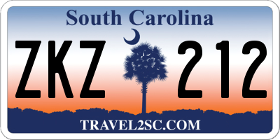 SC license plate ZKZ212
