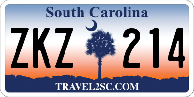 SC license plate ZKZ214