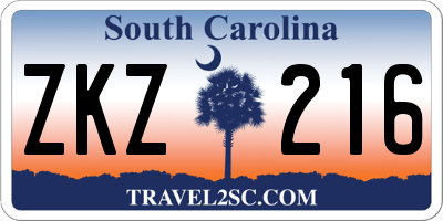 SC license plate ZKZ216