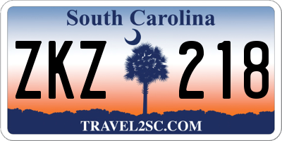 SC license plate ZKZ218