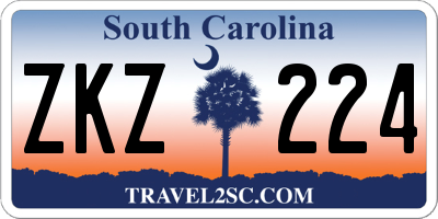 SC license plate ZKZ224