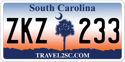 SC license plate ZKZ233
