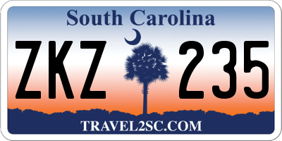 SC license plate ZKZ235