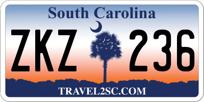 SC license plate ZKZ236