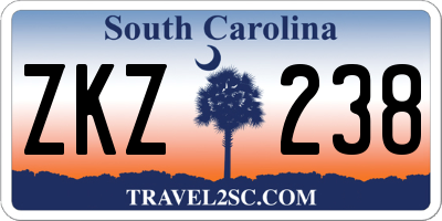 SC license plate ZKZ238