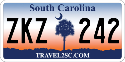 SC license plate ZKZ242