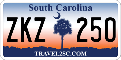 SC license plate ZKZ250