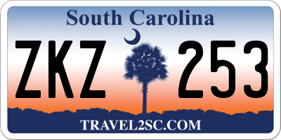 SC license plate ZKZ253