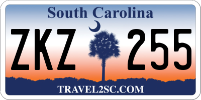 SC license plate ZKZ255