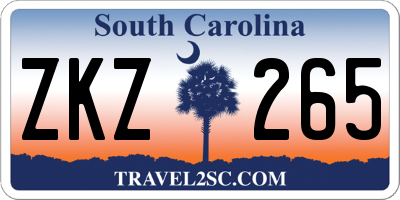 SC license plate ZKZ265