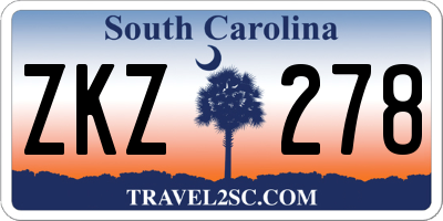 SC license plate ZKZ278