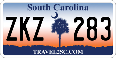 SC license plate ZKZ283
