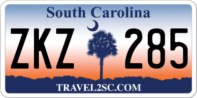 SC license plate ZKZ285