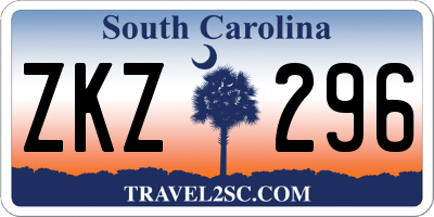 SC license plate ZKZ296