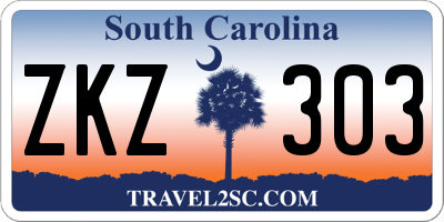 SC license plate ZKZ303