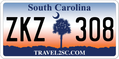 SC license plate ZKZ308