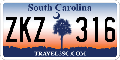 SC license plate ZKZ316