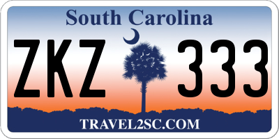 SC license plate ZKZ333