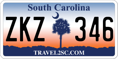 SC license plate ZKZ346