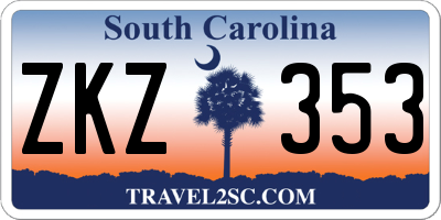 SC license plate ZKZ353