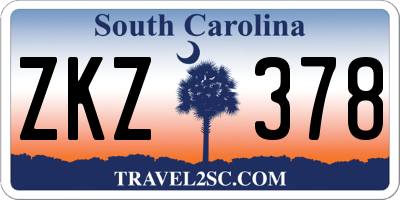 SC license plate ZKZ378