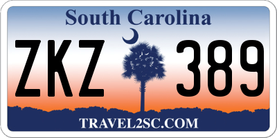 SC license plate ZKZ389