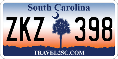 SC license plate ZKZ398