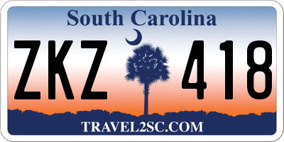 SC license plate ZKZ418