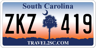 SC license plate ZKZ419