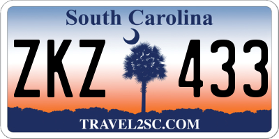 SC license plate ZKZ433