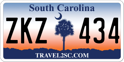 SC license plate ZKZ434