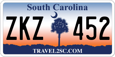 SC license plate ZKZ452