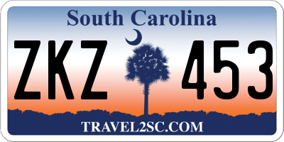 SC license plate ZKZ453