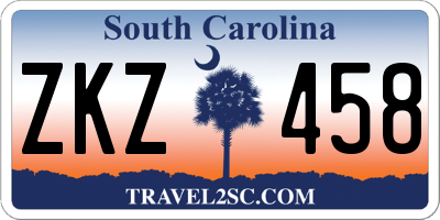 SC license plate ZKZ458