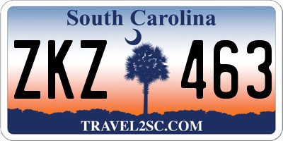 SC license plate ZKZ463