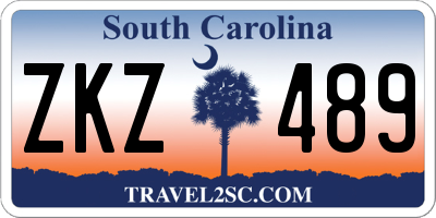SC license plate ZKZ489