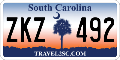 SC license plate ZKZ492