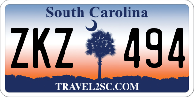 SC license plate ZKZ494