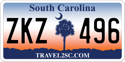 SC license plate ZKZ496