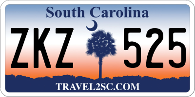 SC license plate ZKZ525