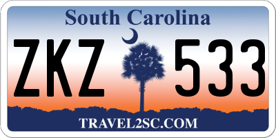 SC license plate ZKZ533
