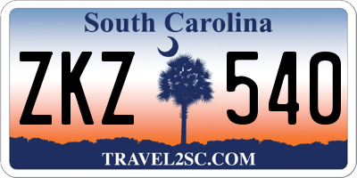 SC license plate ZKZ540
