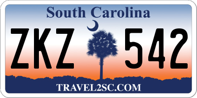 SC license plate ZKZ542