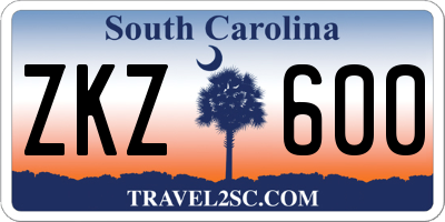 SC license plate ZKZ600