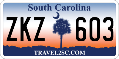 SC license plate ZKZ603