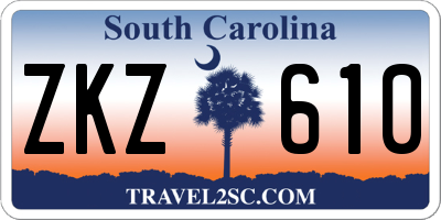 SC license plate ZKZ610