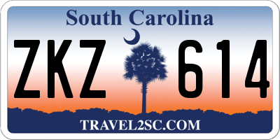 SC license plate ZKZ614
